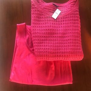 SET: Pink knit sweater AND tank top